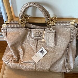 Coach Metallic Beige Satchel
